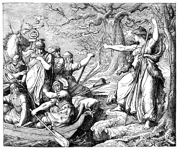 istock Drusus the Elder (Nero Claudius Drusus), 14.1.38 - 14.9.9 BC, Roman military leader, reaching the river Elbe, 9 BC 842472692