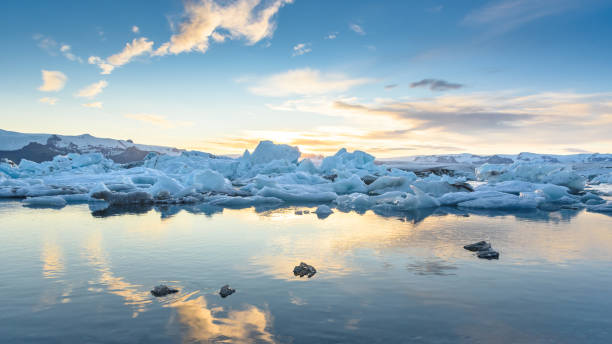 istock view of icebergs in glacier lagoon, Iceland, global warming concept 842473986