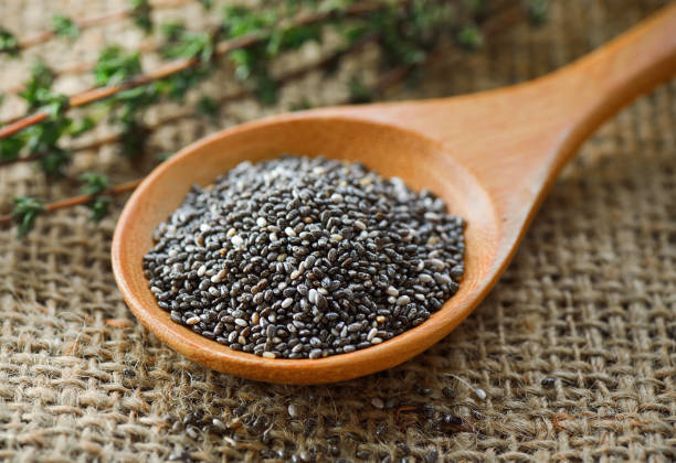 istock Chia seeds in wood spoon 842475540