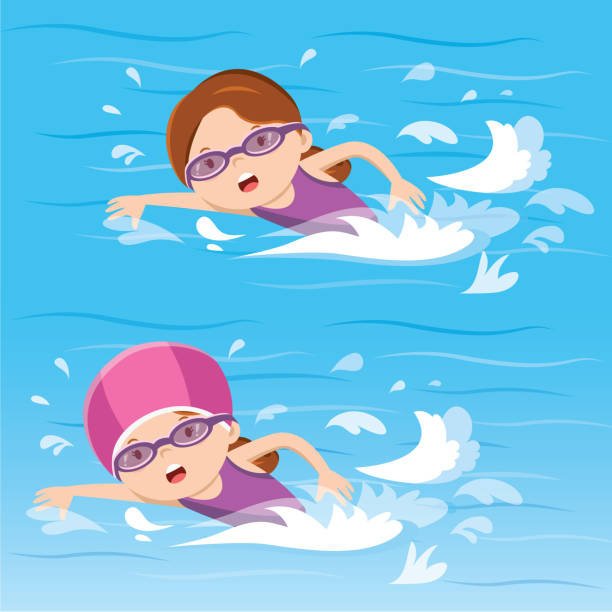 Girl Swimming In The Pool Stock Illustration - Download Image Now - Child,  Girls, Swimming Pool - iStock