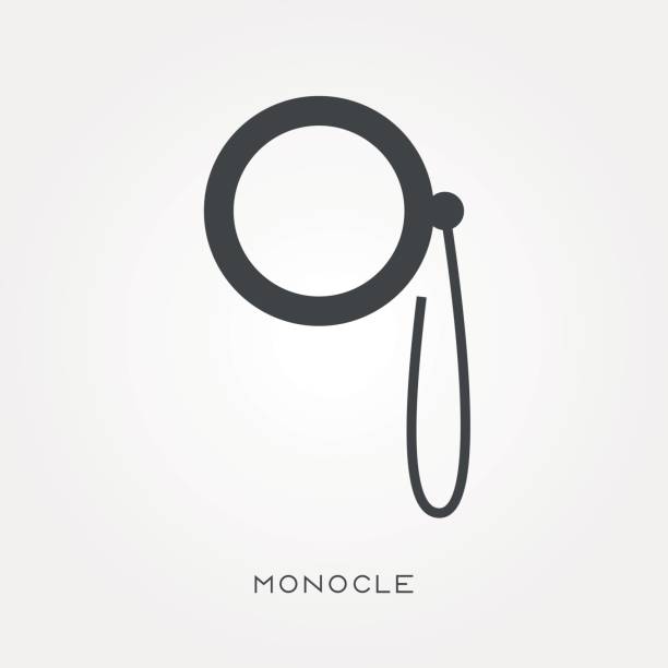 ilustraciones, imágenes clip art, dibujos animados e iconos de stock de monóculo de icono de silueta - monocle