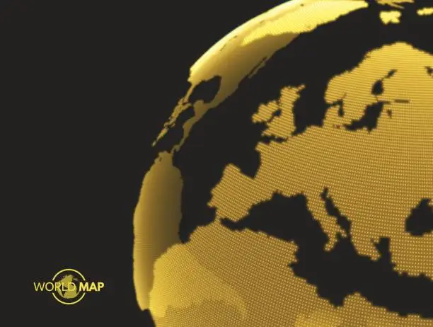 Vector illustration of Africa and Europe. Earth globe. Global business marketing concept. Dotted style. Design for education, science, web presentations.