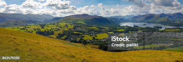 Keswick And Lake Derwent Water Wide Panorama From Latrigg Uk Stock Photo - Download Image Now