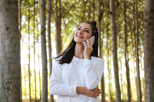 On the phone in nature