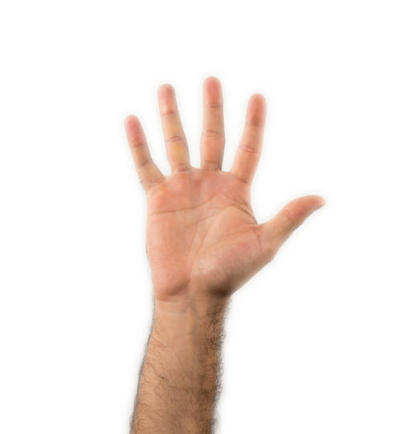 istock Hand showing one finger on white background 842481552