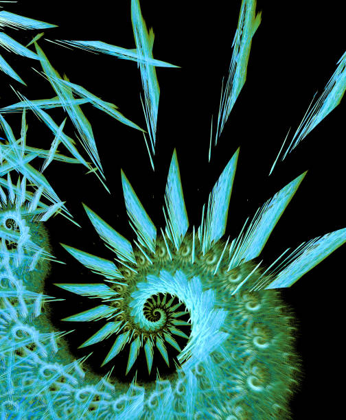 istock Abstract illustration of a fractal spiral pattern on black background 842484654