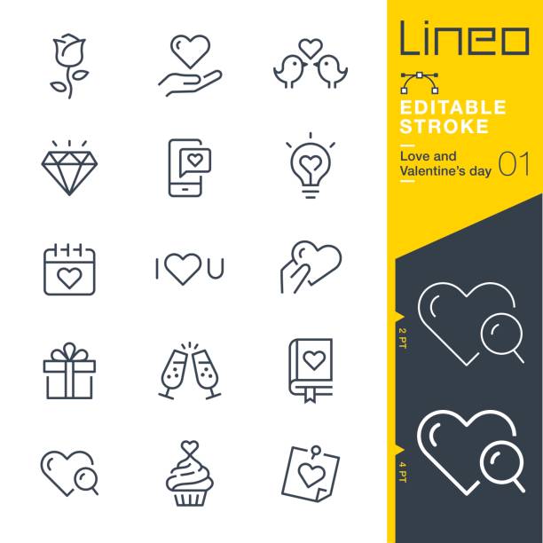 Lineo Editable Stroke - Love and Valentine’s day line icons Vector Icons - Adjust stroke weight - Expand to any size - Change to any colour honeymoon book stock illustrations