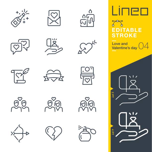 Lineo Editable Stroke - Love and Valentine’s day line icons Vector Icons - Adjust stroke weight - Expand to any size - Change to any colour relationship breakup photos stock illustrations