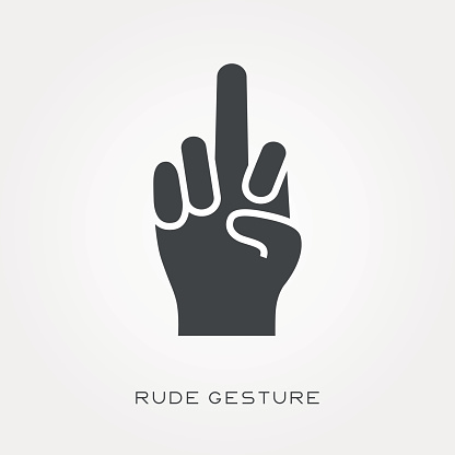 Silhouette icon rude gesture