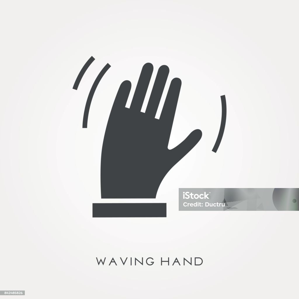Silhouette icon waving hand Waving - Gesture stock vector