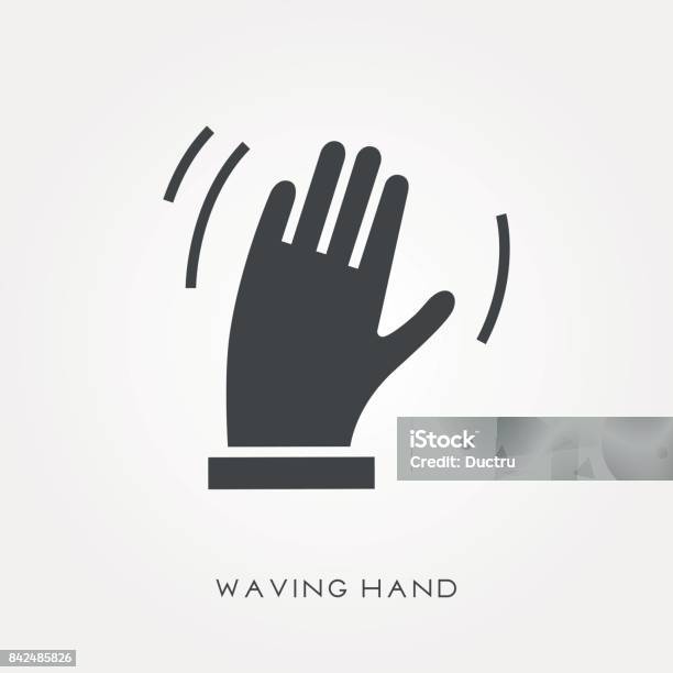 Silhouette Icon Waving Hand Stock Illustration - Download Image Now - Waving - Gesture, Icon Symbol, Arm