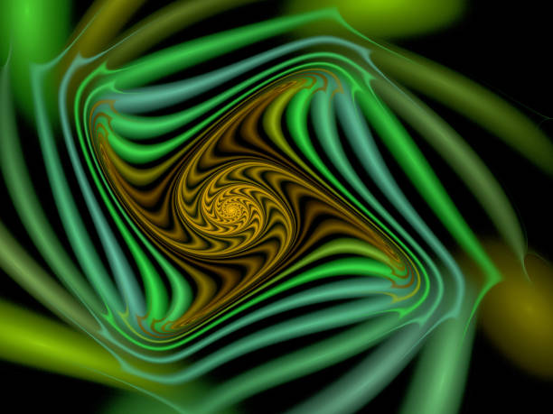 istock Abstract illustration of a fractal spiral pattern on black background 842485904