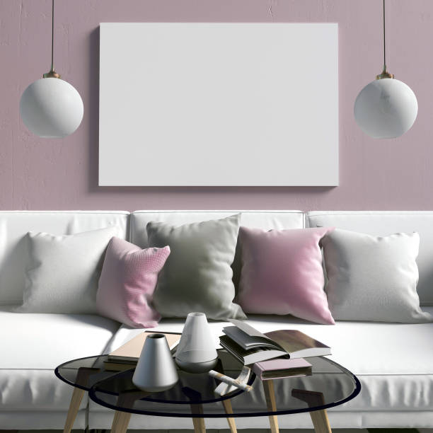 istock Mock up wall in interior with  sofa. living room modern style. 3d illustration 842488478