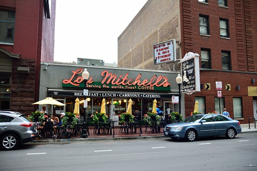 Chicago, Illinois - Usa - July 16:  Lou Mitchell's Restaurant, is a Chicago diner located at 565 W. Jackson Boulevard. It is also located near the start of Route 66 and was frequented by many people on the start of their journey along the road in Chicago on July 16, 2017.