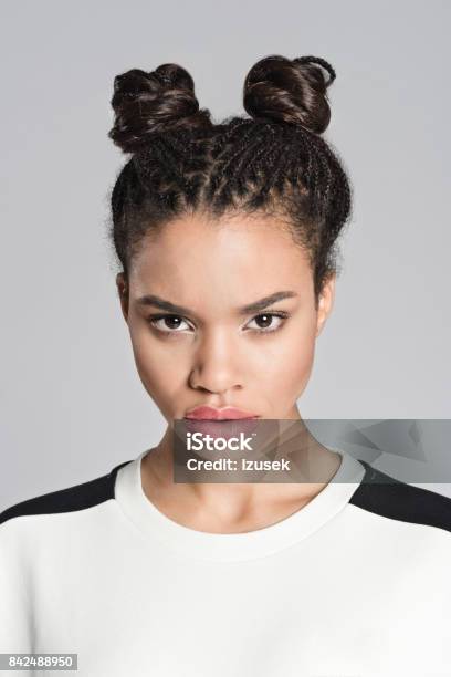 Displeased Afro American Teenager Girl Stock Photo - Download Image Now - 16-17 Years, 18-19 Years, Adolescence