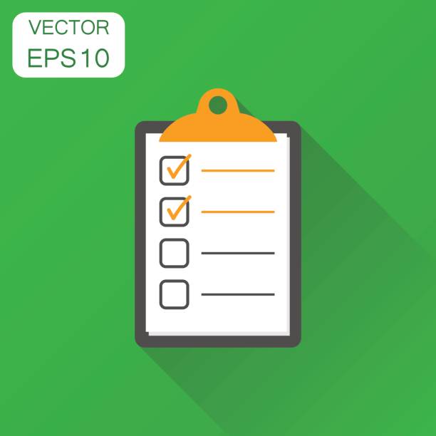 istock To do list icon. Business concept checklist, task list pictogram. Vector illustration on green background with long shadow. 842491308