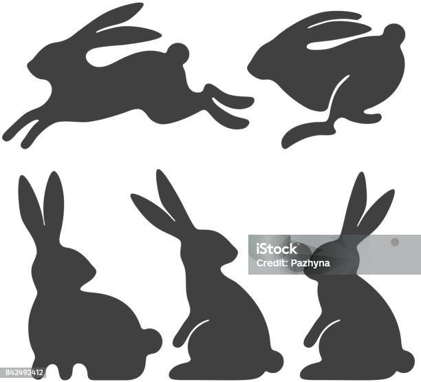 Set Di Conigli - Immagini vettoriali stock e altre immagini di Coniglio - Animale - Coniglio - Animale, Icona, Correre
