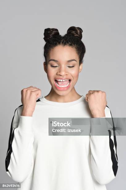 Happy Afro American Teenager Girl Stock Photo - Download Image Now - 16-17 Years, 18-19 Years, Adolescence