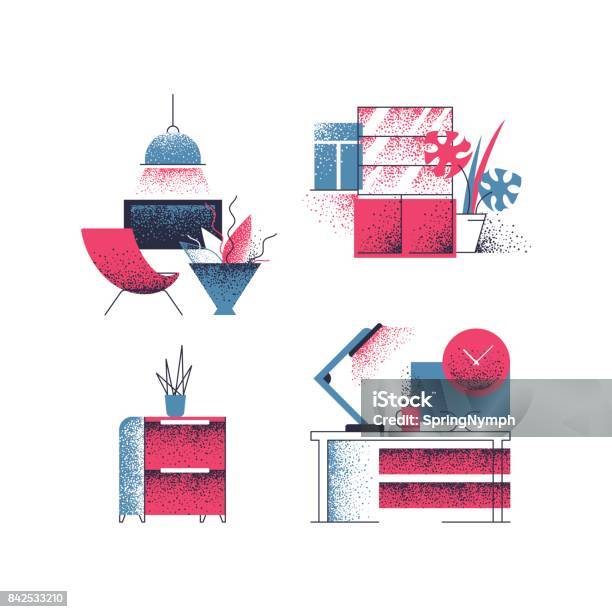 Vector Set Of Interior Illustrations Design Elements For Banners ...