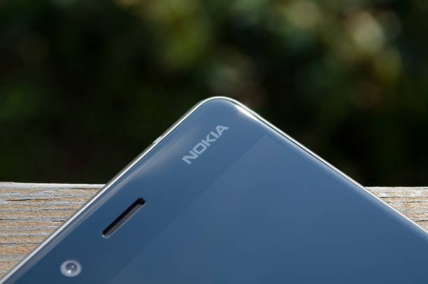Nokia 8 Moscow, Russian Federation, September 1, 2017: Nokia Smartphone 8 close-up. The logo is clearly visible. phone nokia stock pictures, royalty-free photos & images