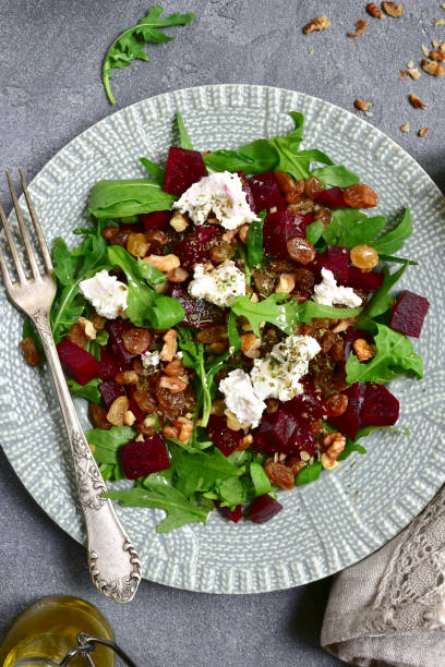 istock Warm beetroot salad with arugula,raisins and feta 842588902