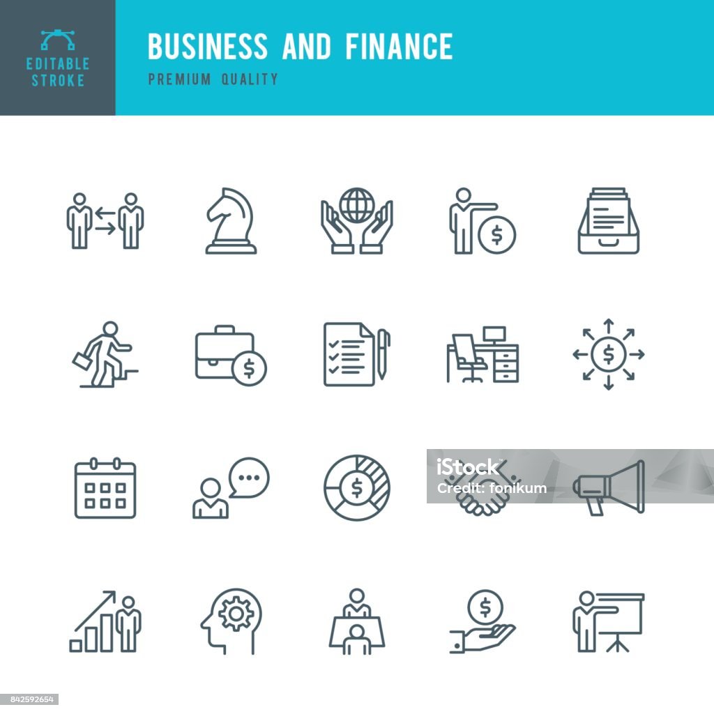 Business & Finance  - Thin Line Icon Set Set of business & finance thin line vector icons. Icon Symbol stock vector