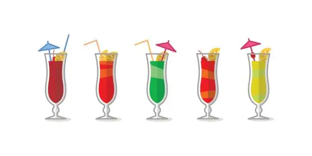Vector illustration of Alcohol cocktails vector icons set. Party and relaxation topics.