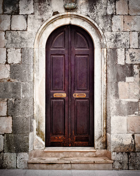 Small old wooden church door