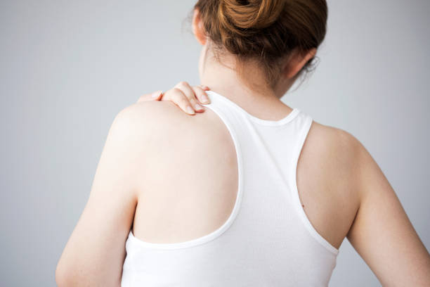 istock Young woman with neck ache 842596500