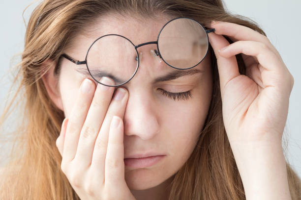 istock Young woman with eye fatigue 842596916