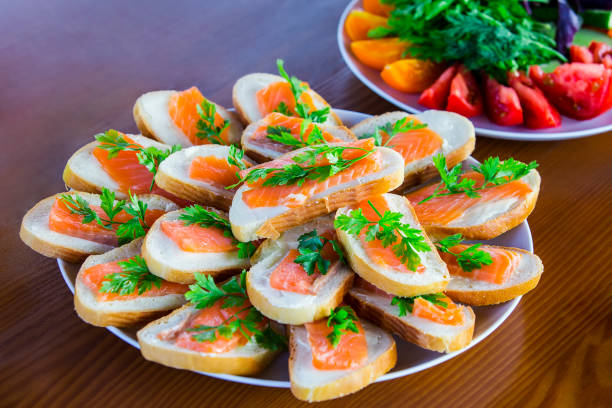 istock A plate of sandwiches with red fish 842600218