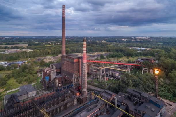istock Aerial view on old working cooking plant. 842603160
