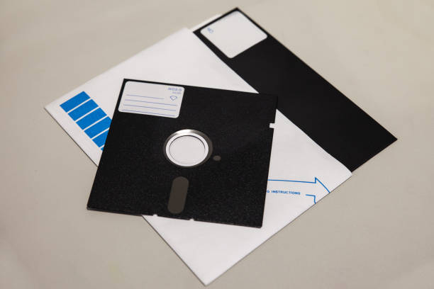 istock Old 5.25 and 8 inch floppy disks isolated on light background 842610286