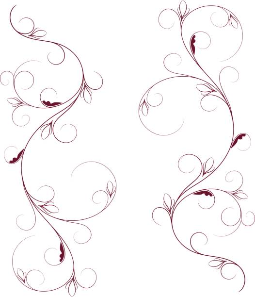 꽃 소용돌이 테두리 디자인에 대 한 - 덩굴손 stock illustrations