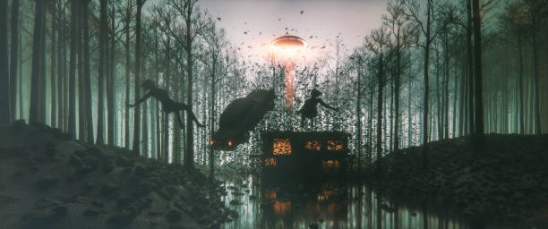 istock Alien abduction in the middle of the night 842621214