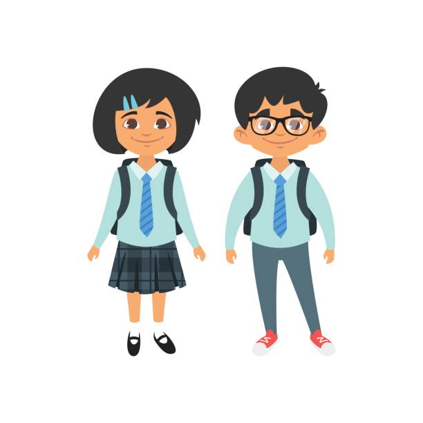 Boy And Girl In School Uniform Stock Illustration - Download Image Now - School  Uniform, Child, Uniform - iStock