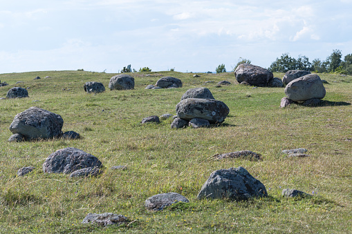 Historical gravefield at the island Oland in Sweden