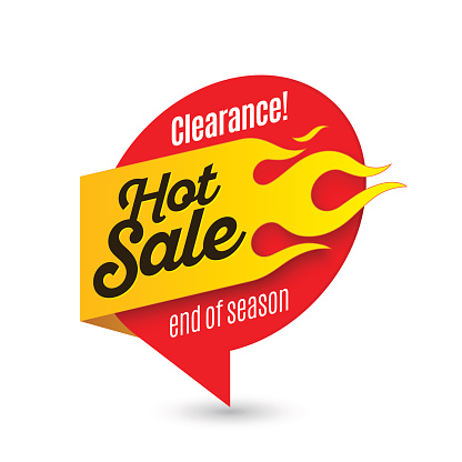 Hot sale price offer deal vector labels templates stickers designs with flame. Vector illustration