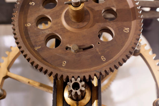 istock Old mechanism of a big tower clock 842671340