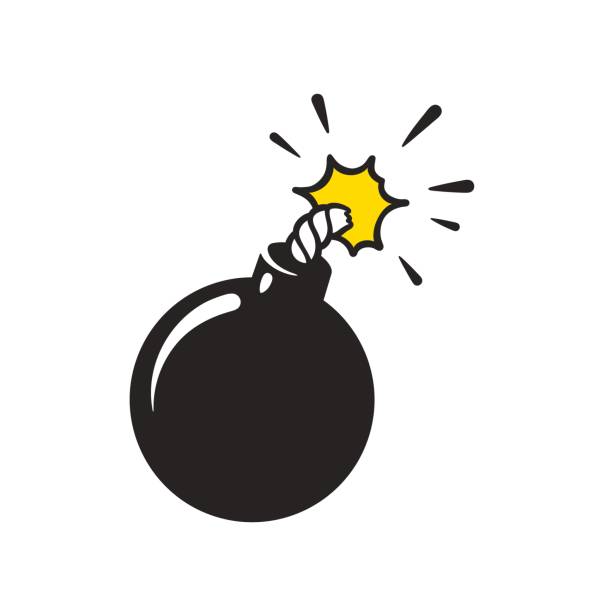 cartoon-bombe-abbildung - bomb fuse explosive white stock-grafiken, -clipart, -cartoons und -symbole