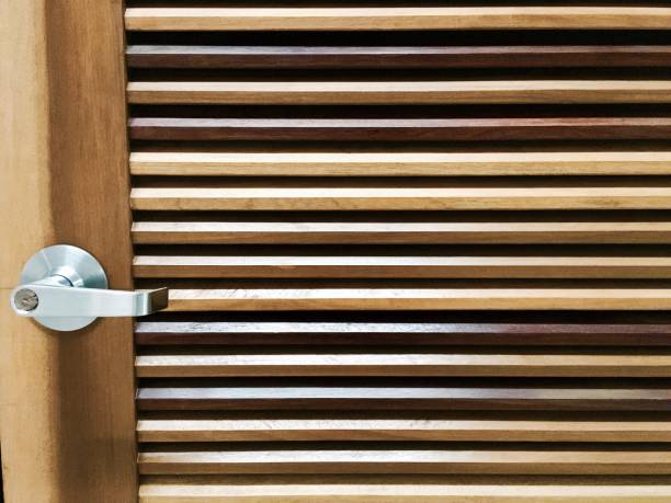istock Lock and Door Handle on Brown Wooden Door 842674572