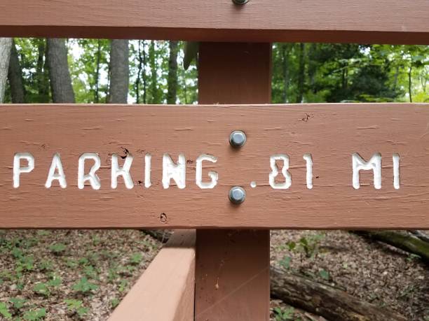 istock wood red or brown parking .81 miles sign 842676786