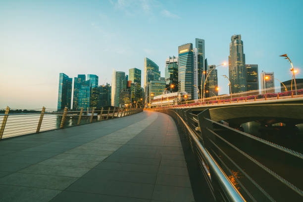 istock Singapore central business district skyline at blue hour 842679100