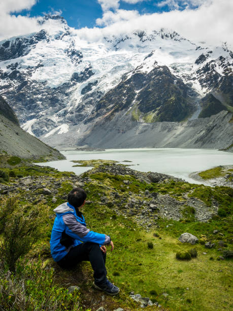 istock Mountain hiker traveling in wilderness landscape. 842679312