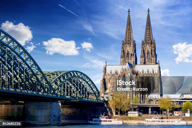 Cologne Cathedral Stock Photo - Download Image Now - Cologne Cathedral, Bridge - Built Structure, Architecture