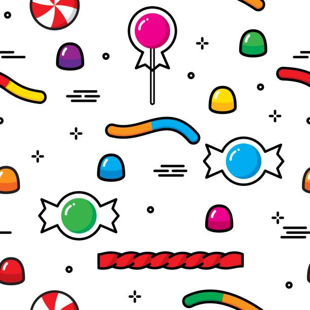 Candy Stylized Pattern Vector illustration of stylized candy in a repeating pattern. hard candy stock illustrations