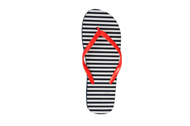 istock Striped rubber flip flops, isolated on a white background 842689462
