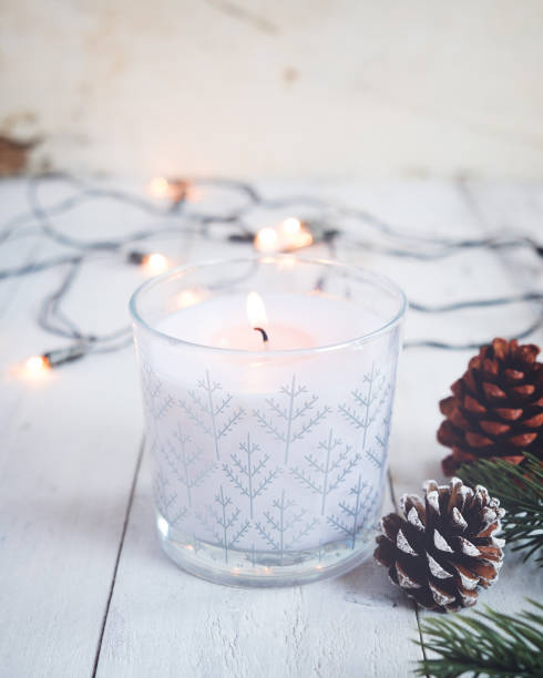 istock Christmas candle and rustic decoration 842700032