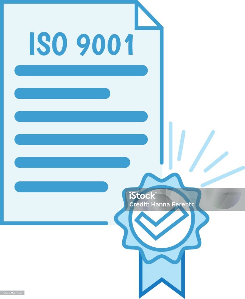 ISO 9001. Certificate ISO 9001. Certificate vector flat illustration. line icon Art stock vector