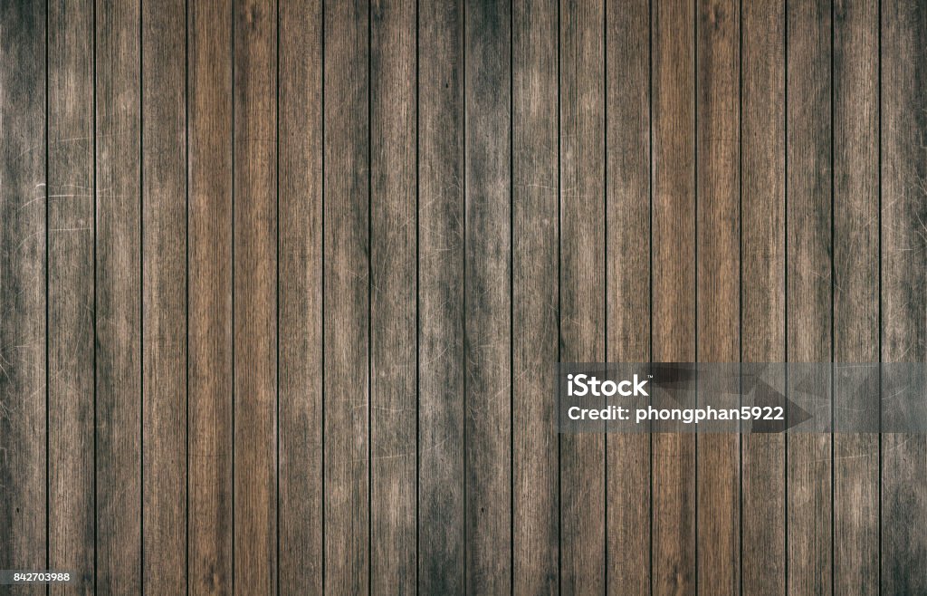 Table en bois surface vintage et fond de texture grain rustique. Gros mur rustique foncé de texture de planches vieille table en bois. Table rustique en bois brun texture fond modèle pour votre conception. - Photo de En bois libre de droits